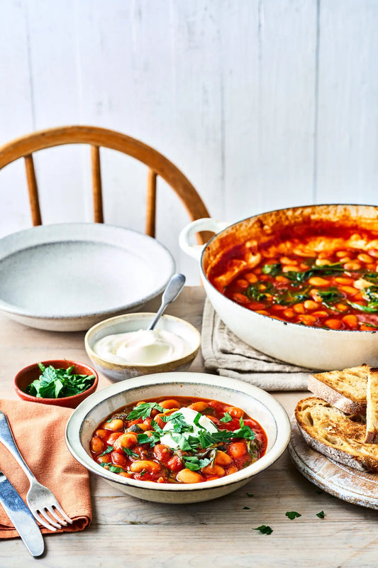 One Pan Creamy Tomato Butter Beans with Proper Tomato Ketchup
