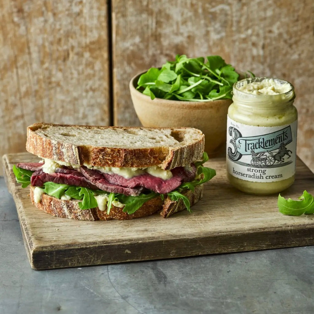 Rare Roast Beef Sandwich with Strong Horseradish Cream