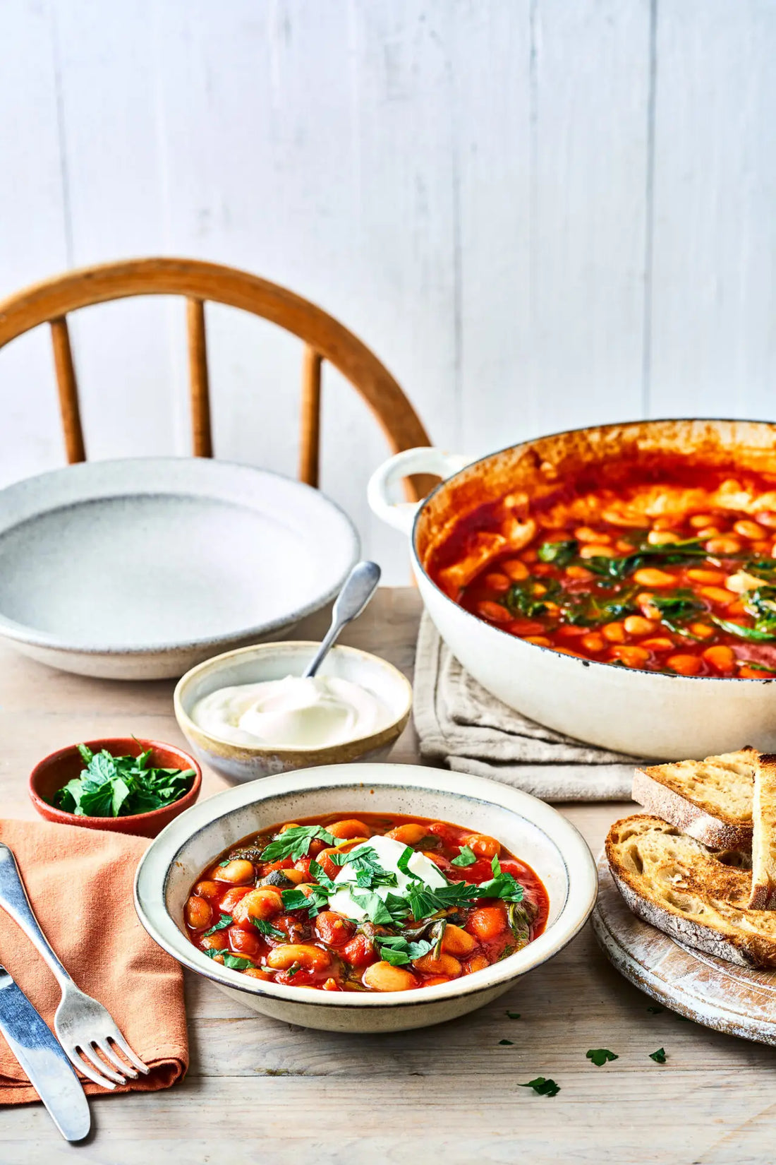 One Pan Creamy Tomato Butter Beans with Proper Tomato Ketchup